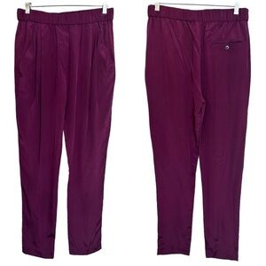 3.1 Phillip Lim 100% Silk Plum Elastic Waist Lightweight Pleated Front Pants